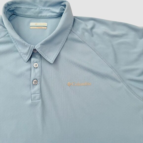 Columbia Polo Shirt Size XL Light Blue Short Sleeve Performance Fabric - Picture 12 of 13